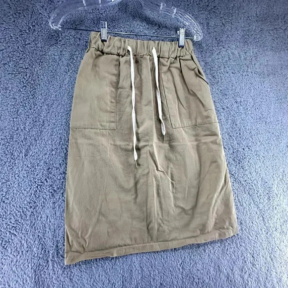 OAK + FORT Women's Khaki Skirt Elastic Waist Draw String Pockets - Size 0 - Picture 4 of 12